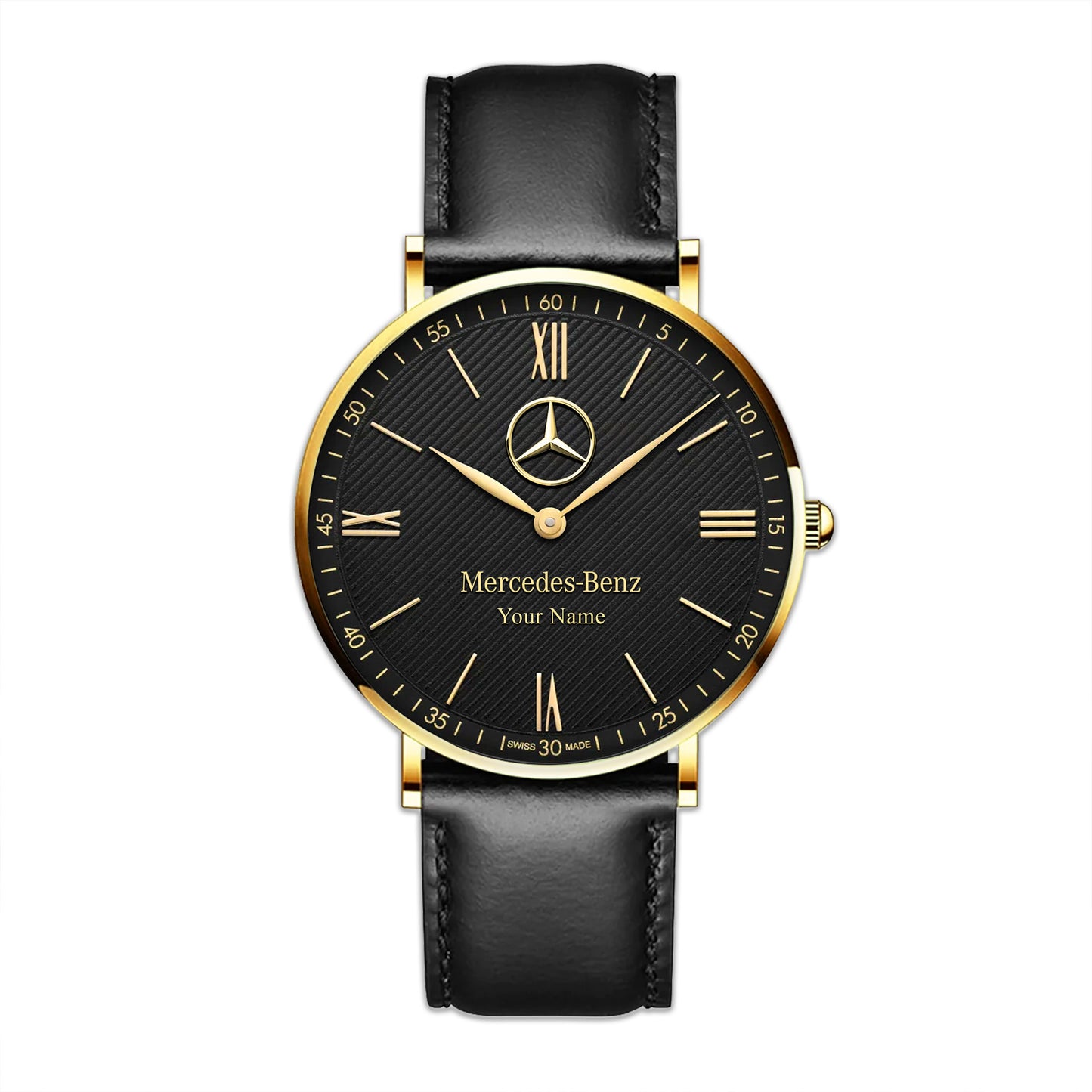 Personalized Merc Mercier Quartz Leather Watch