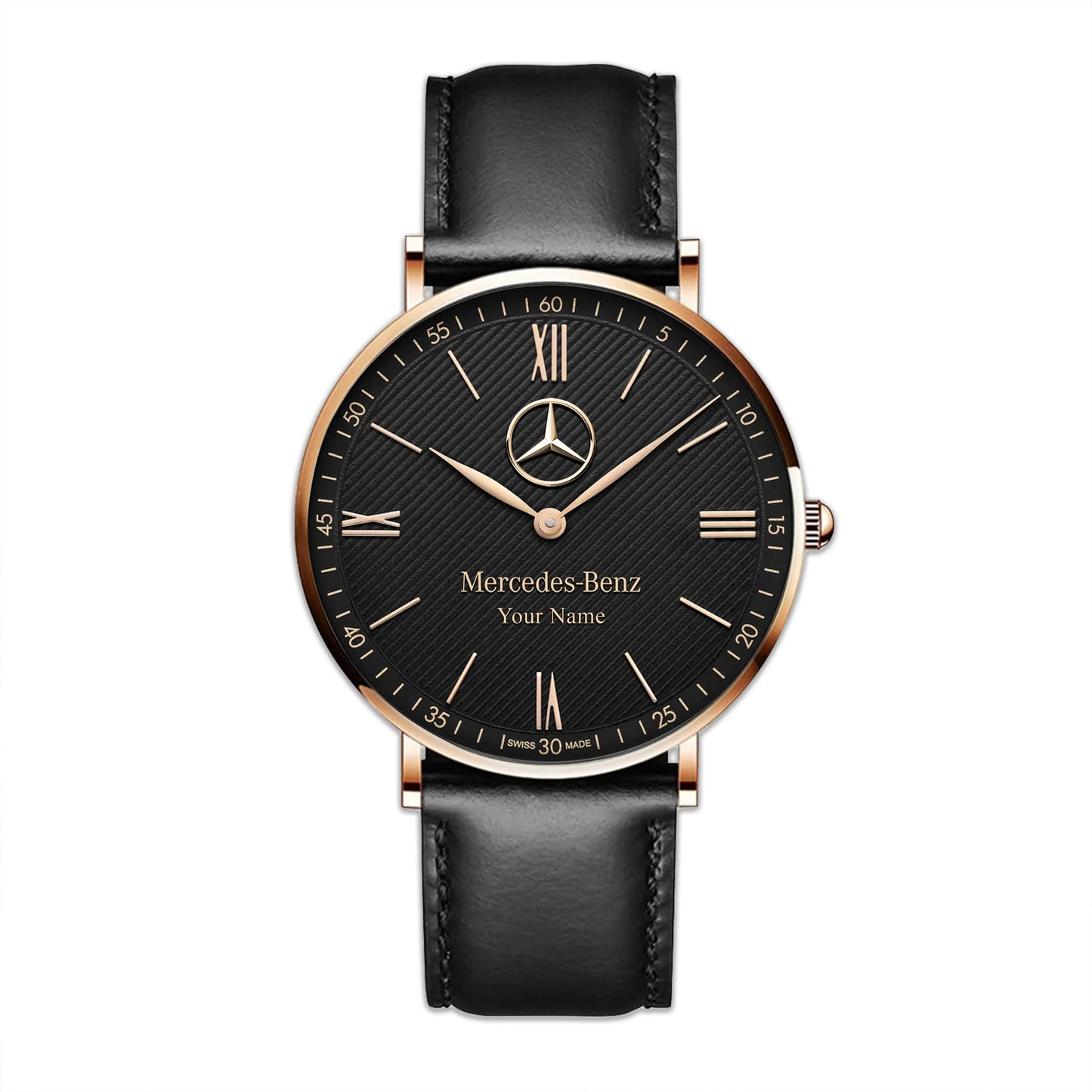 Personalized Merc Mercier Quartz Leather Watch