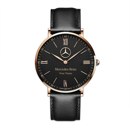 Personalized Merc Mercier Quartz Leather Watch
