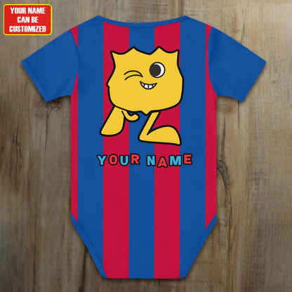 Customized Barca Cute Soccer Jersey , Baby Rib Bodysuit Sizes