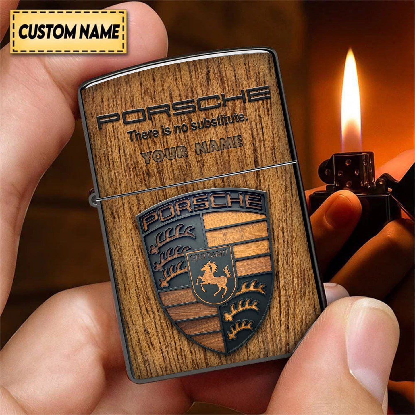 Personalized Pors Wooden Vintage Zippo Lighter