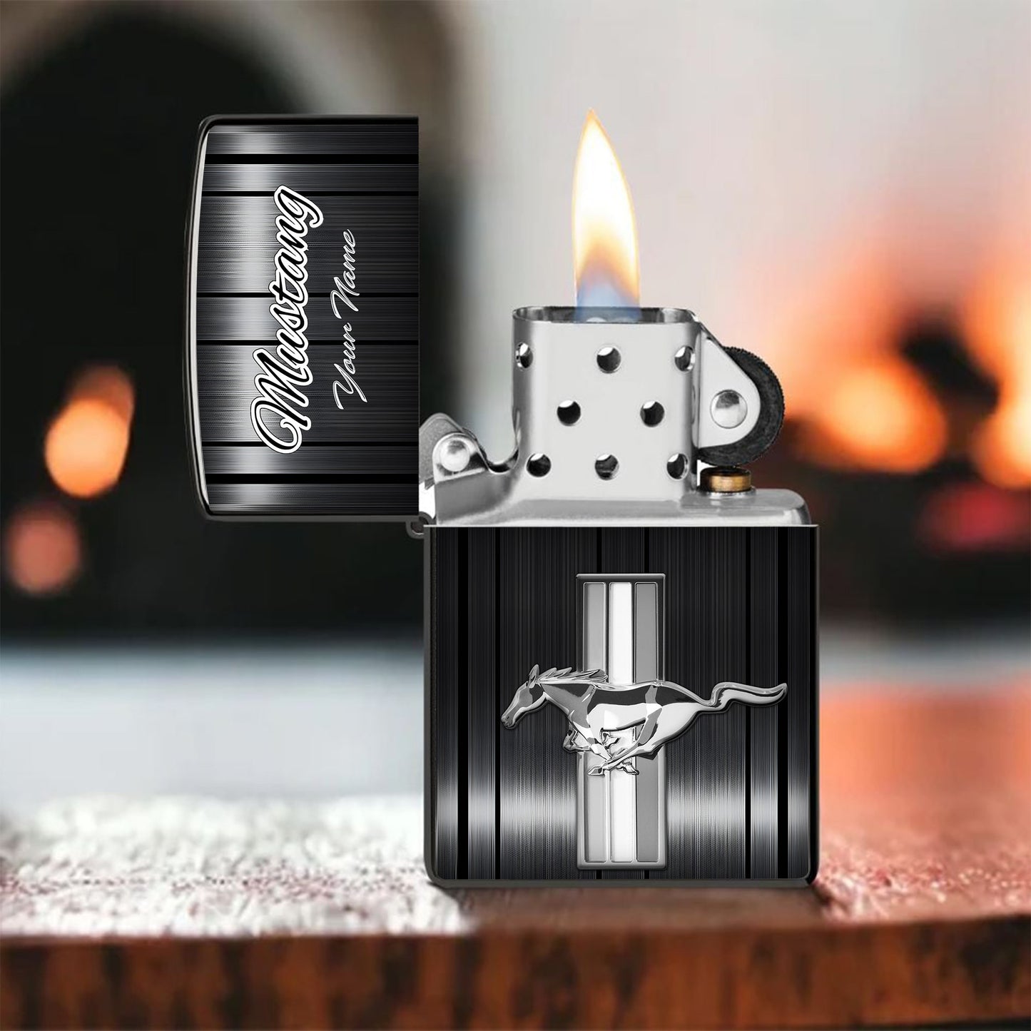 Personalized Mustang Steel Zippo Lighter