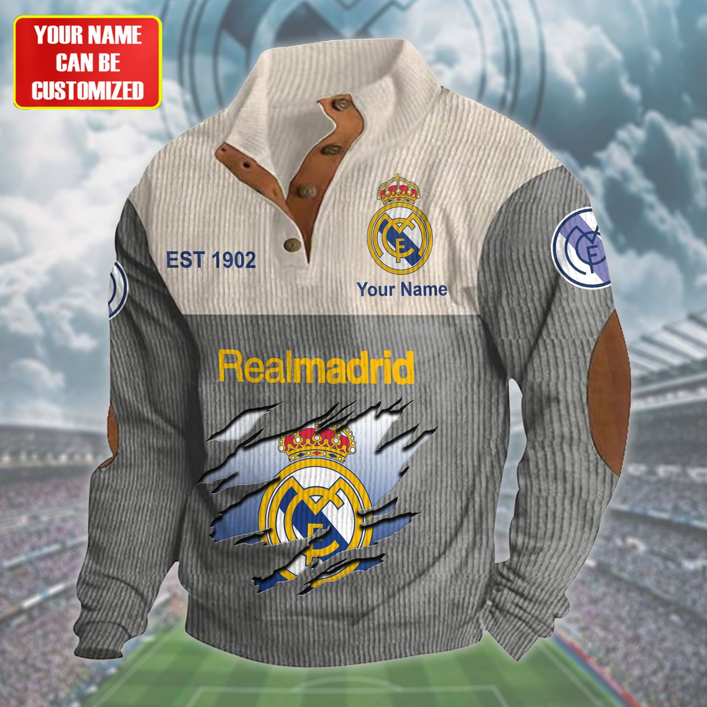 Personalized Real Pullover with Elbow Patches Sweatshirt