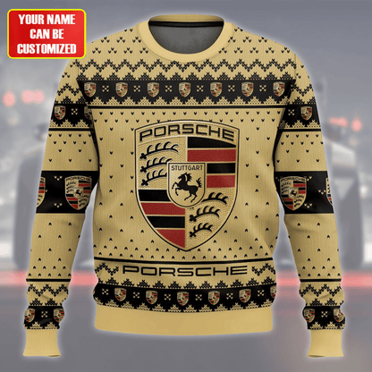 Personalized Pors Ugly Christmas Sweater , Unisex Wool Sweater