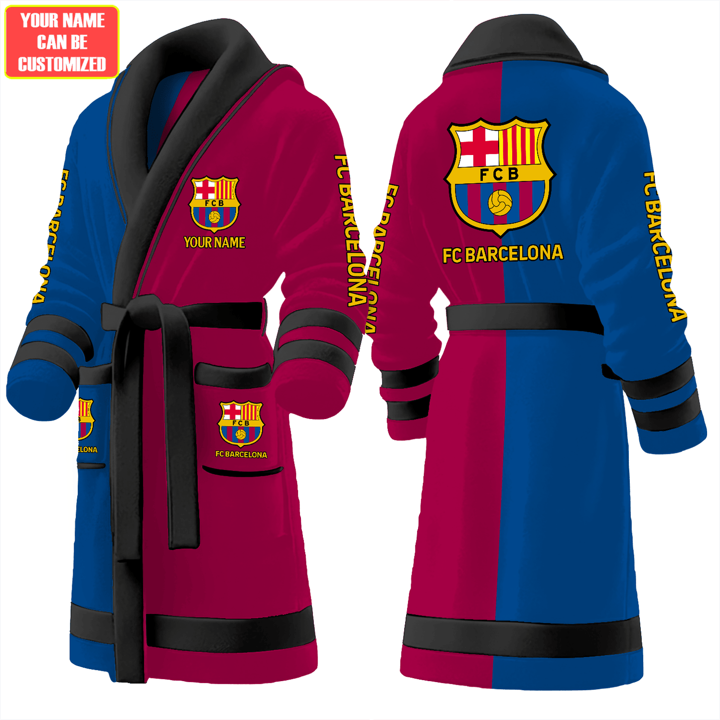 Personalized Barca FC Fleece Bathrobe