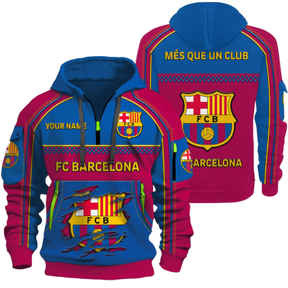 Personalized Barca FC 3D Zip-Hoodie Cotton Jacket