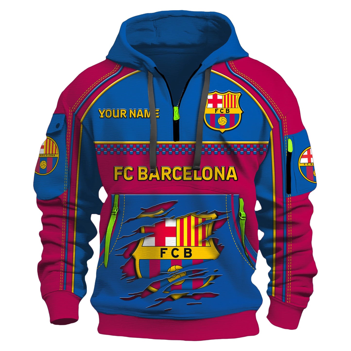 Personalized Barca FC 3D Zip-Hoodie Cotton Jacket