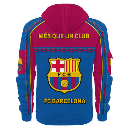Personalized Barca FC 3D Zip-Hoodie Cotton Jacket