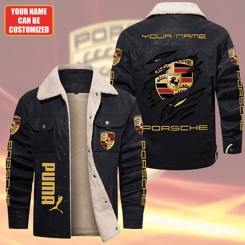 Personalized Pors Fleece Collar Leather Jacket