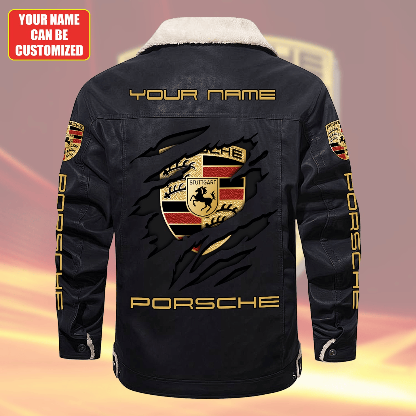 Personalized Pors Fleece Collar Leather Jacket