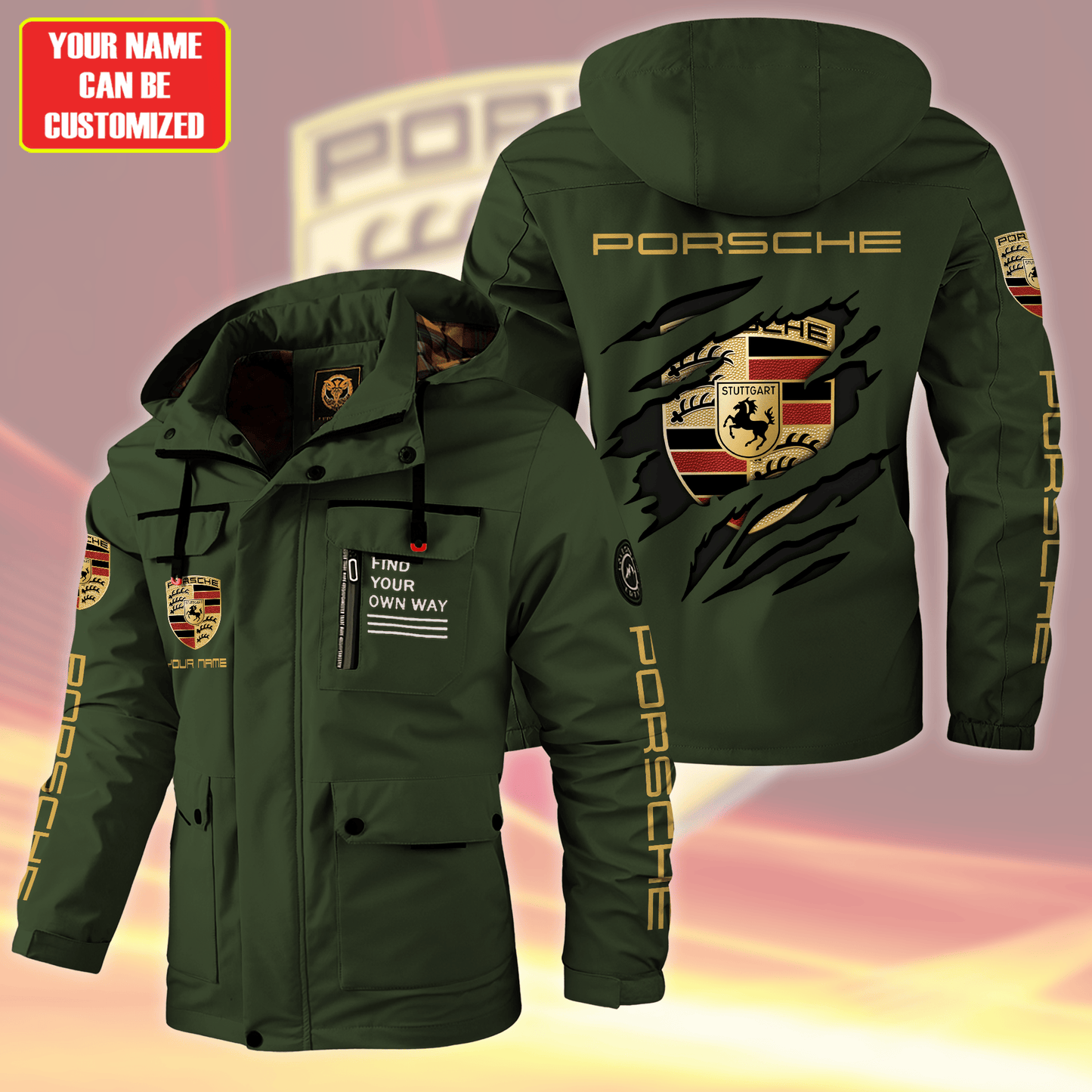 Personalized Pors Windbreaker Hooded Jacket