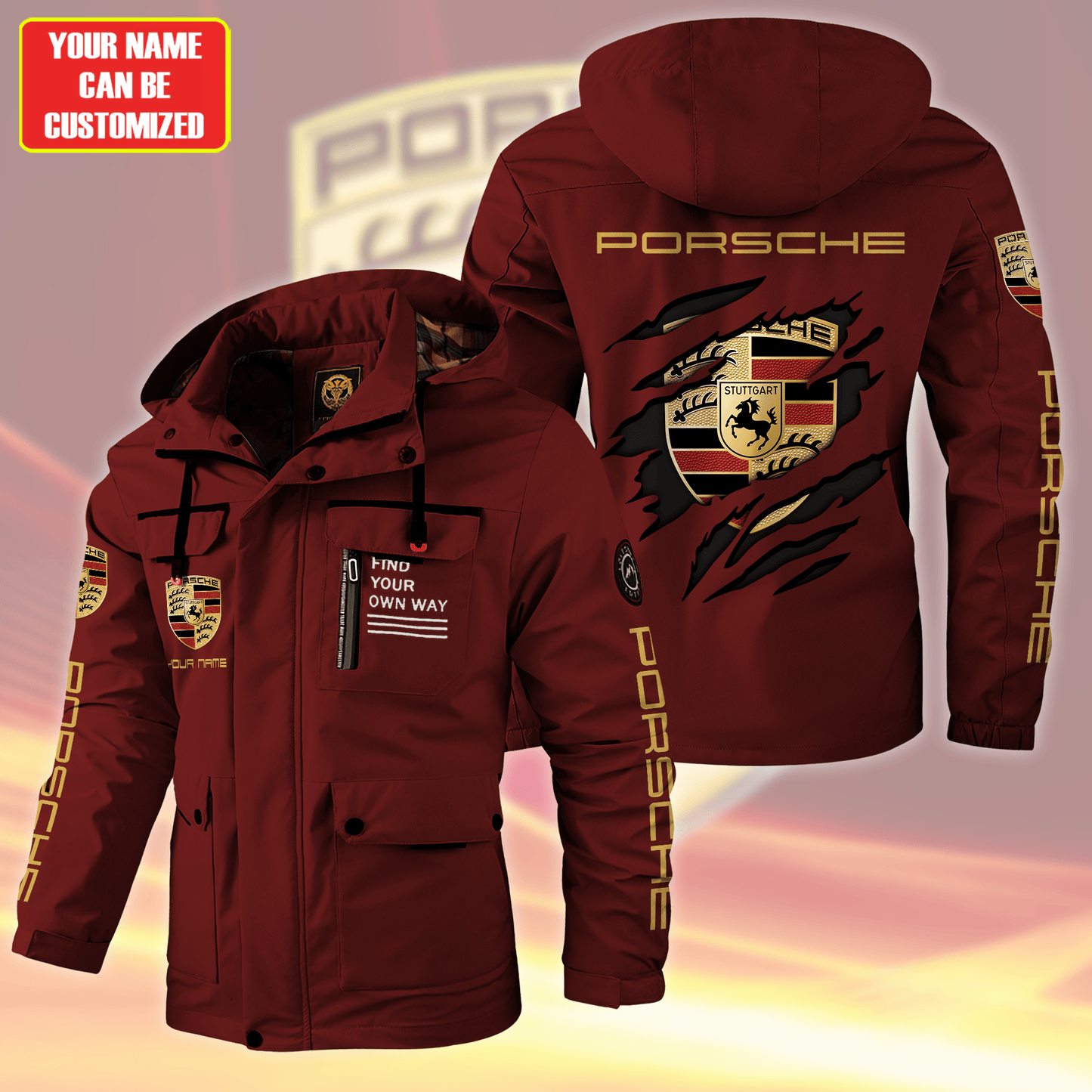 Personalized Pors Windbreaker Hooded Jacket