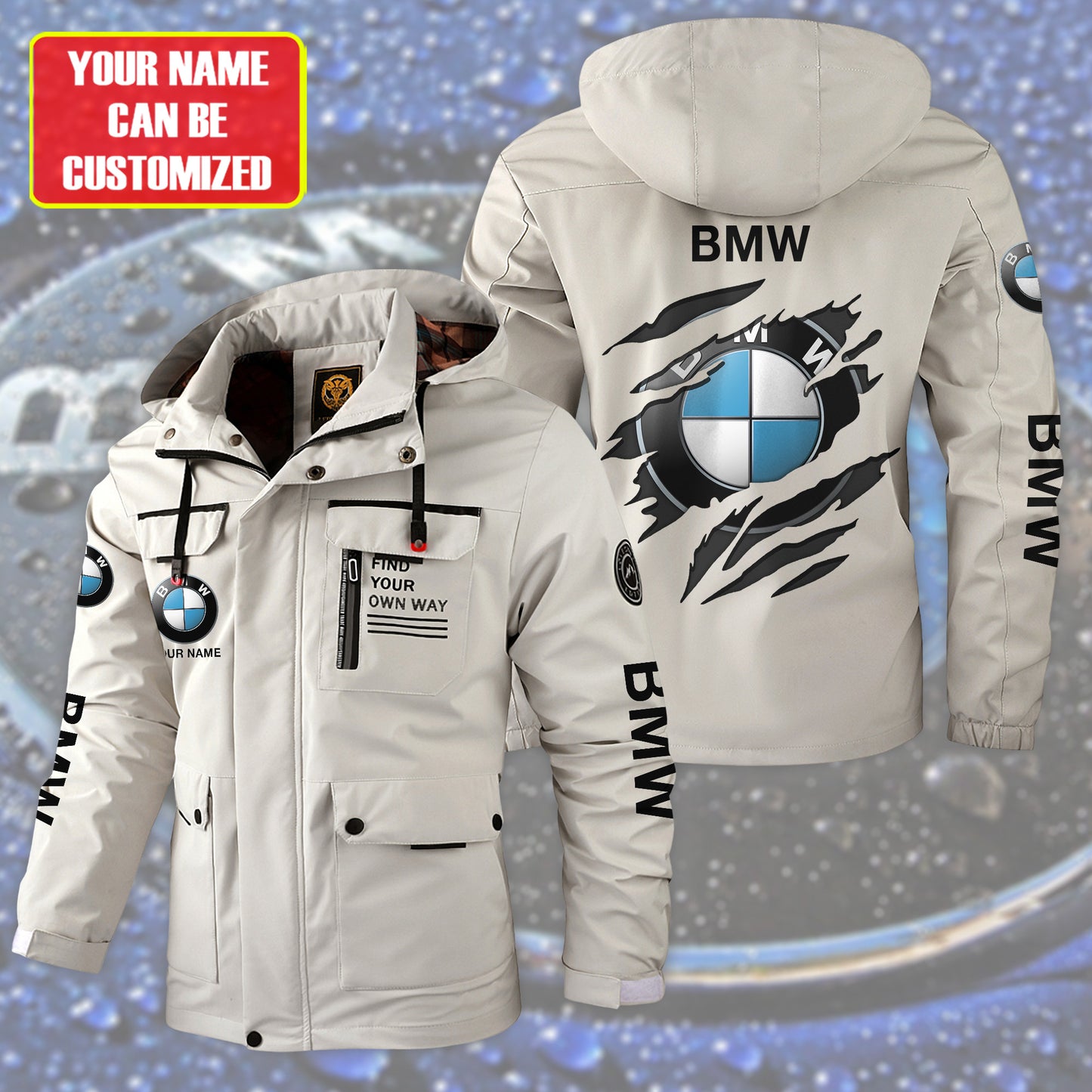 Personalized BW Windbreaker Hooded Jacket