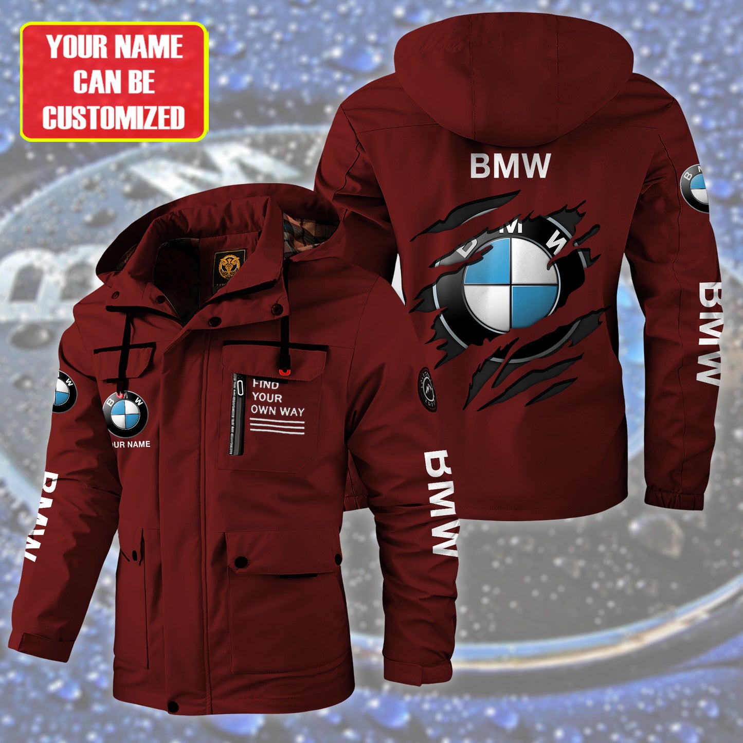 Personalized BW Windbreaker Hooded Jacket