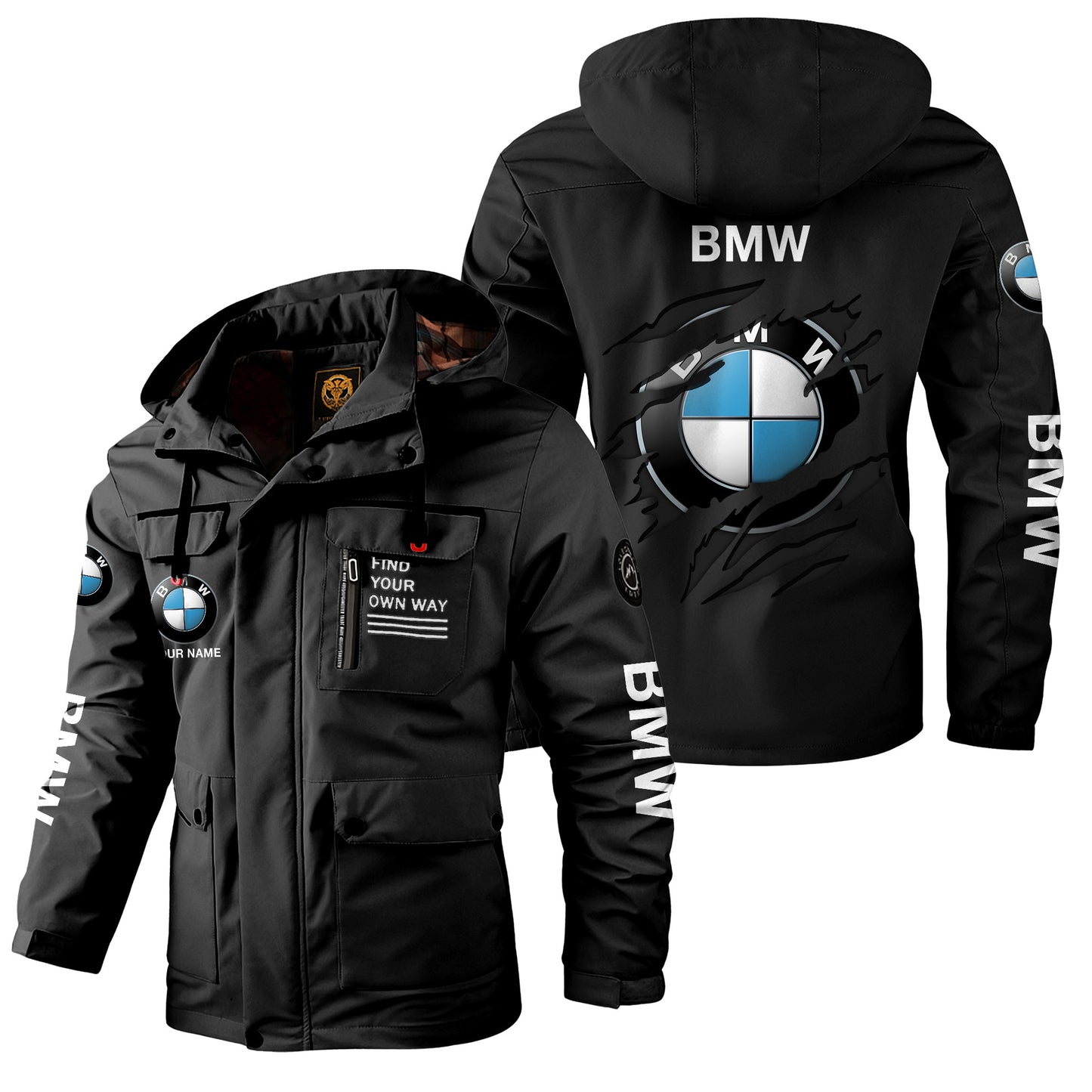 Personalized BW Windbreaker Hooded Jacket