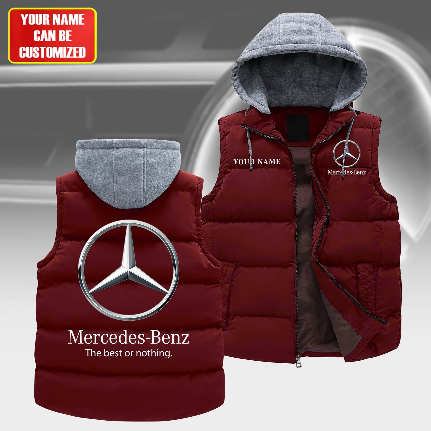 Personalized Merc Sleeveless Windproof Puffer Jacket With Hood