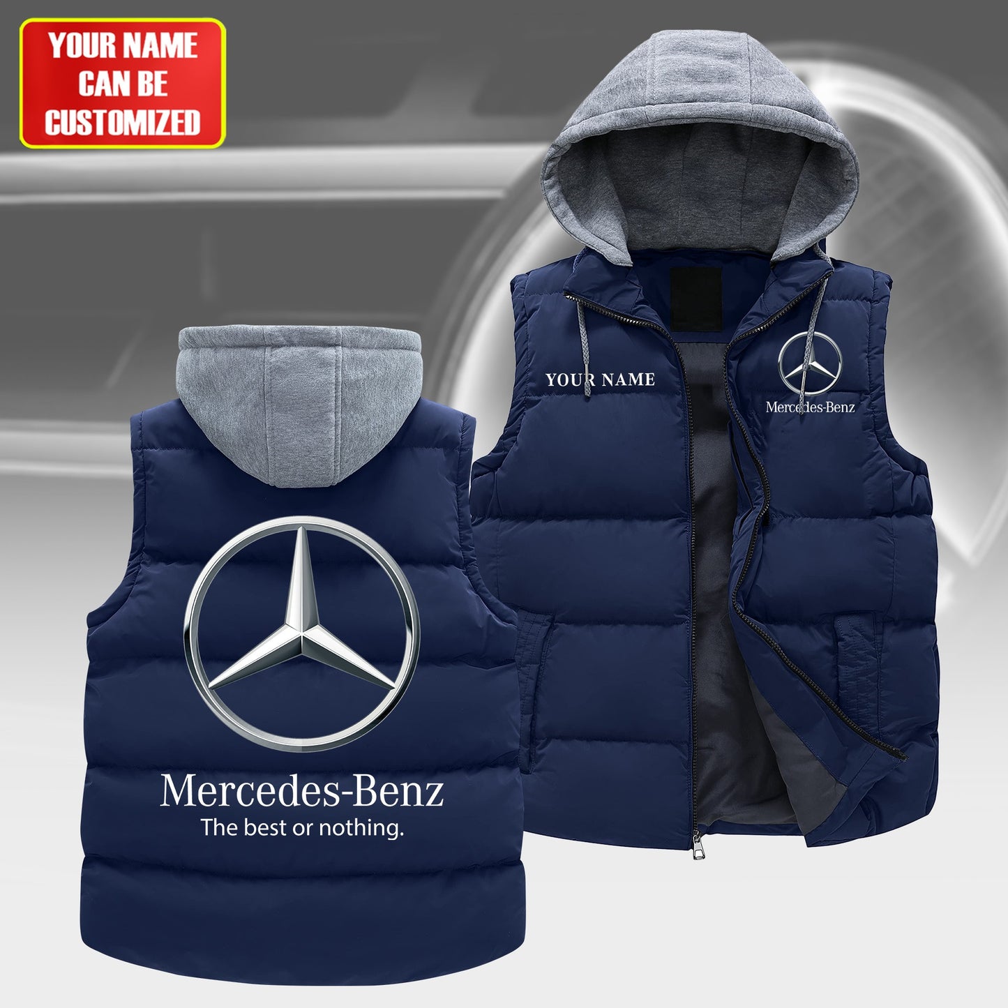 Personalized Merc Sleeveless Windproof Puffer Jacket With Hood