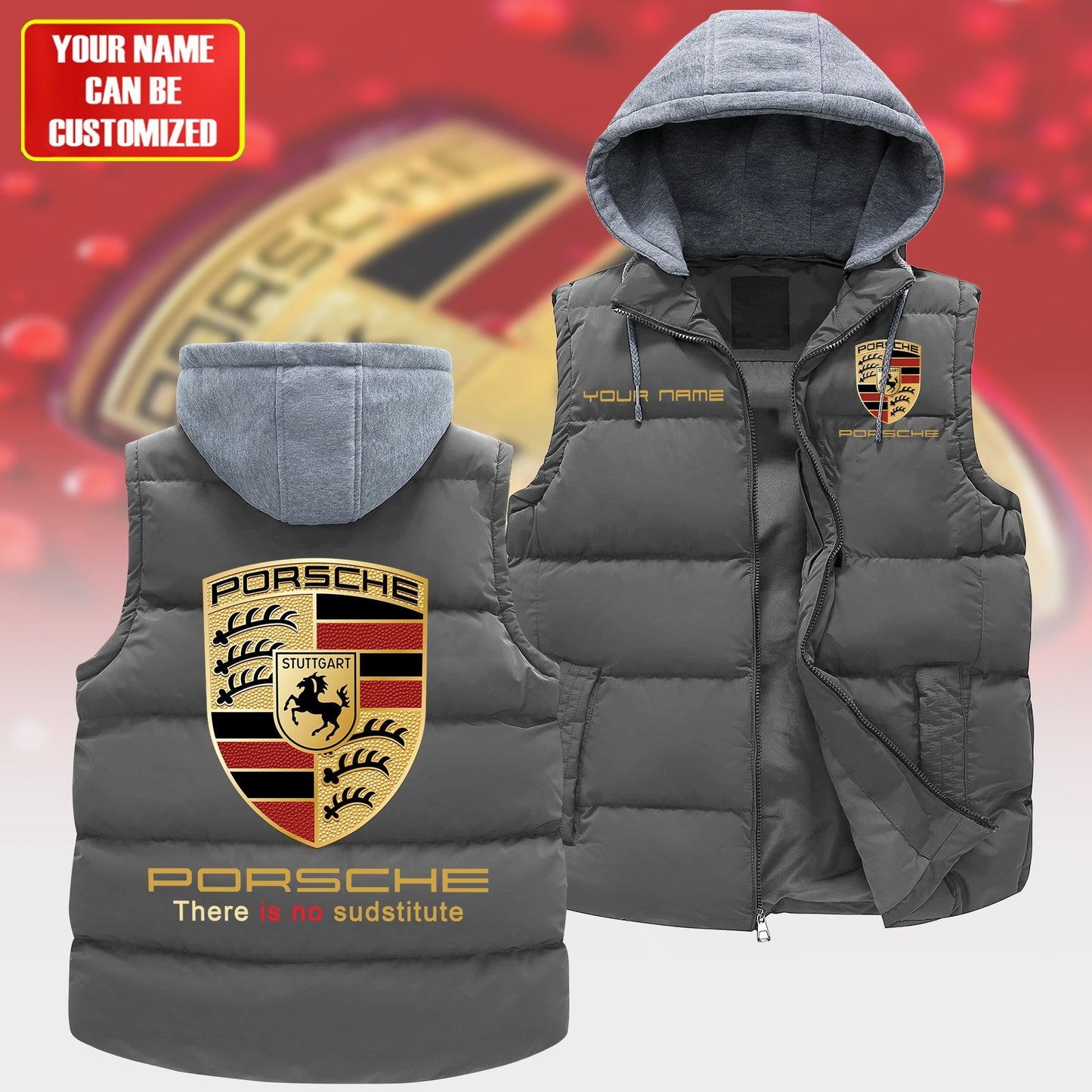 Personalized Pors Sleeveless Windproof Puffer Jacket With Hood
