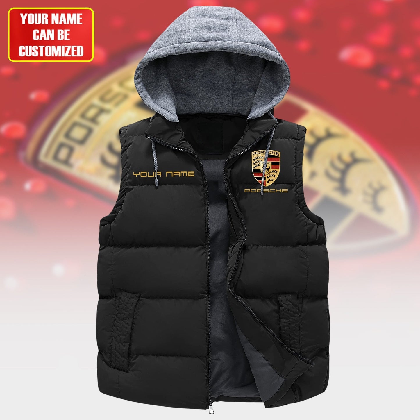 Personalized Pors Sleeveless Windproof Puffer Jacket With Hood