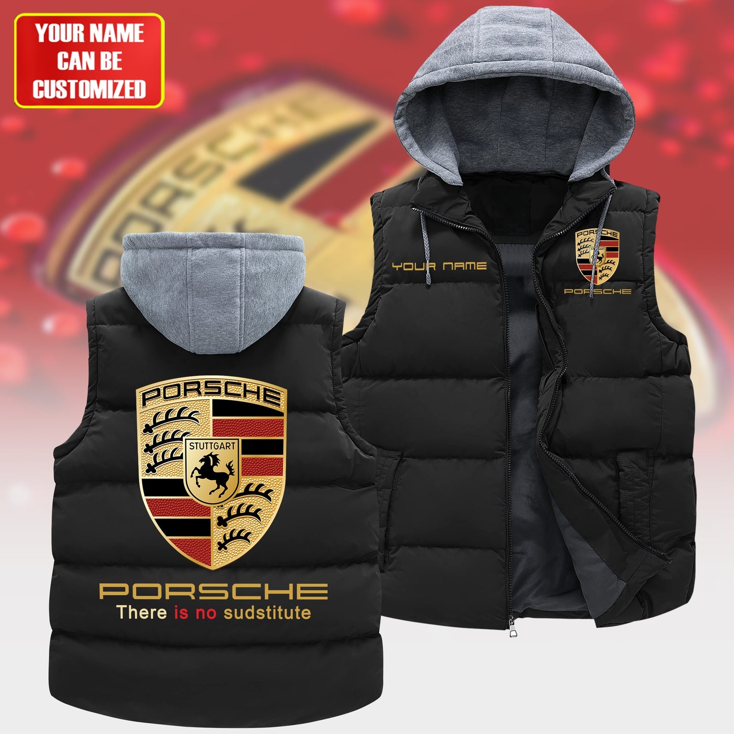 Personalized Pors Sleeveless Windproof Puffer Jacket With Hood