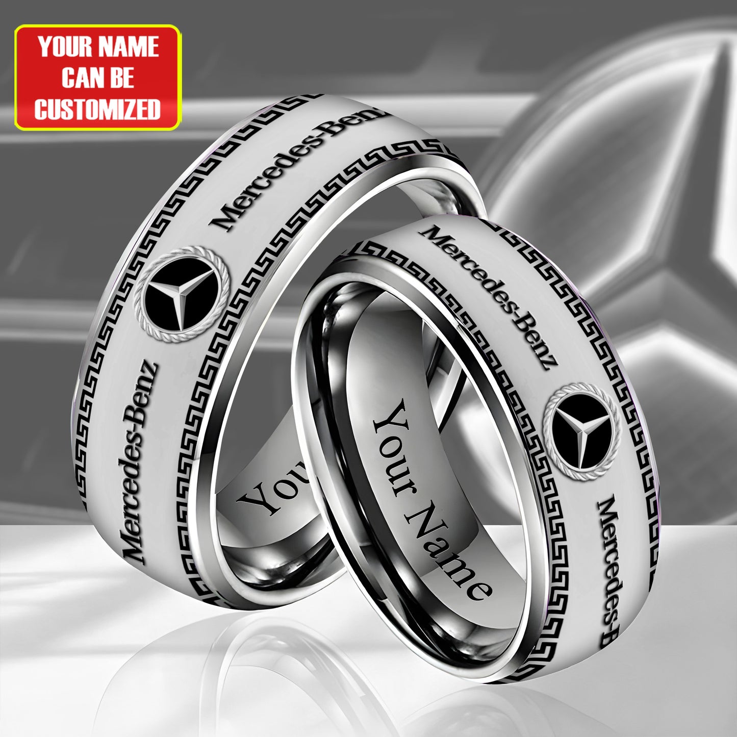 Personalized Merc Luxury Pattern Alloy Ring