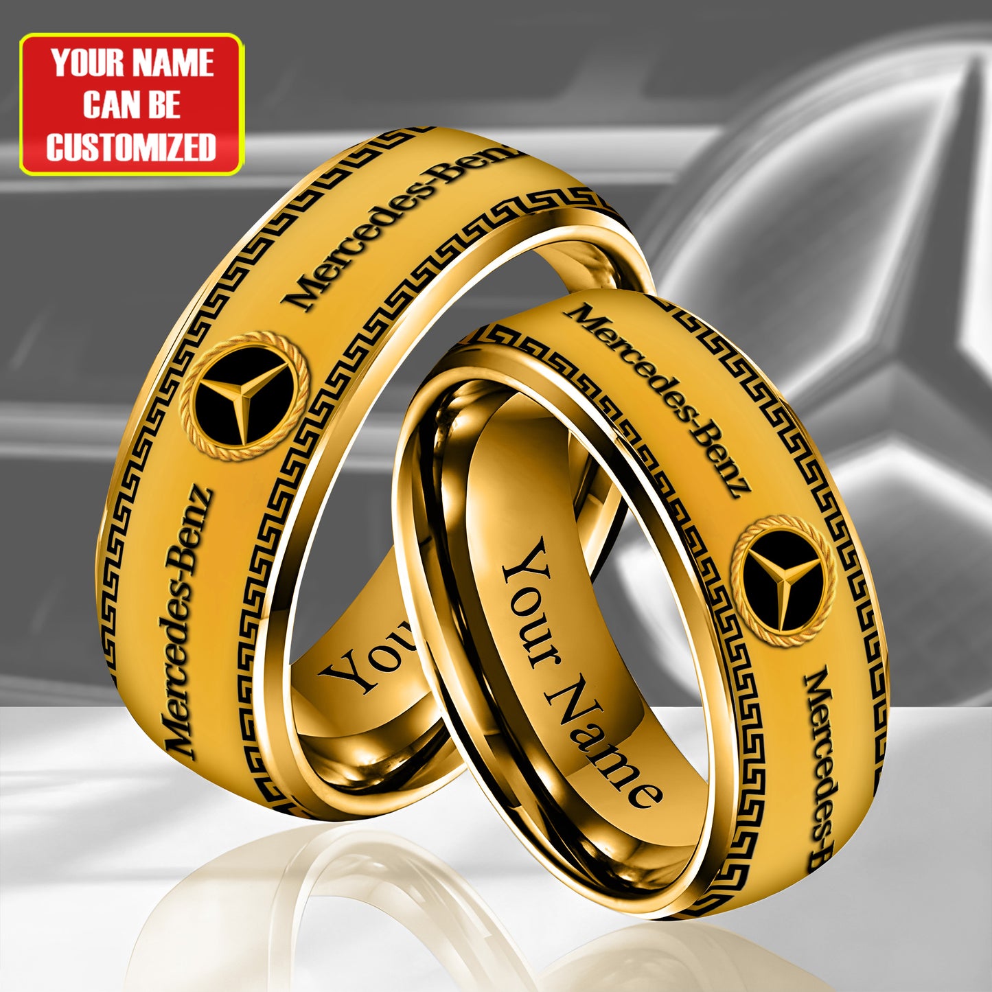 Personalized Merc Luxury Pattern Alloy Ring