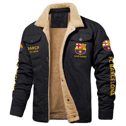 Personalized Barca Fleece Thermal Cotton Jacket