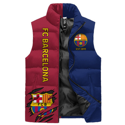 Personalized Barca FC Sport Sleeveless Windproof Puffer Jacket 3D