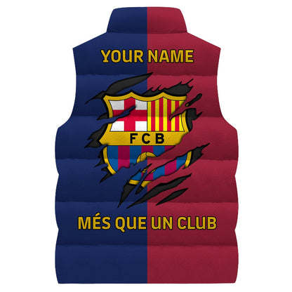 Personalized Barca FC Sport Sleeveless Windproof Puffer Jacket 3D