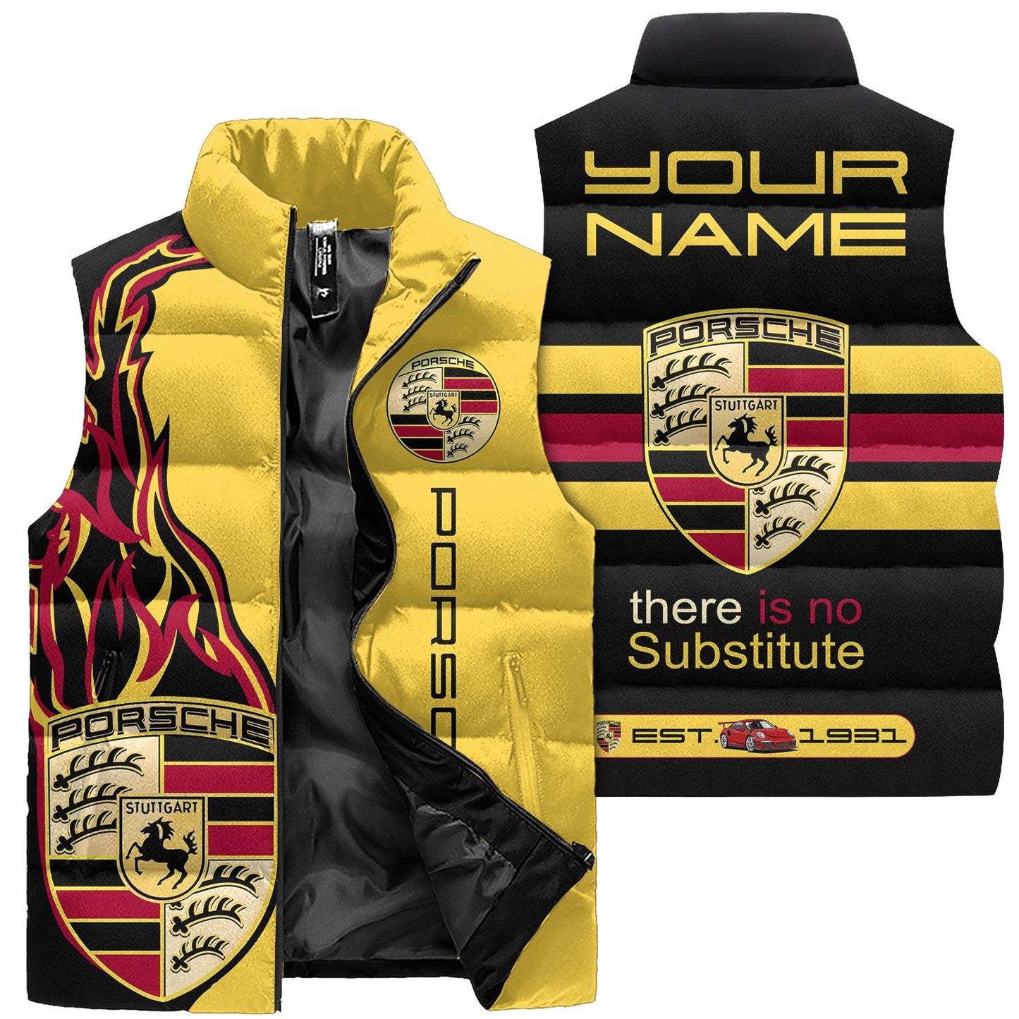 Personalized Pors Sleeveless Windproof Puffer Jacket 3D