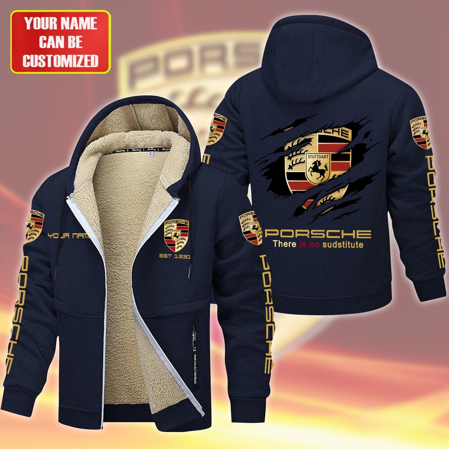Personalized Pors Fleece 3D Unisex Hooded Jacket
