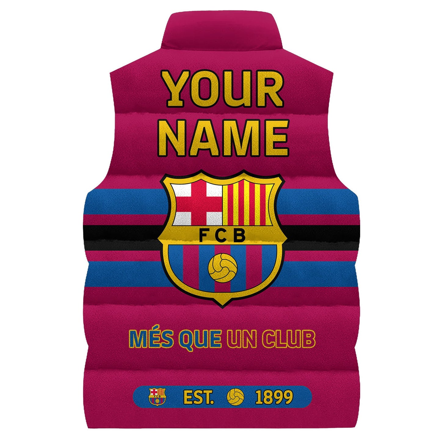 Personalized Barca FC Sport Sleeveless Windproof Puffer Jacket 3D V2