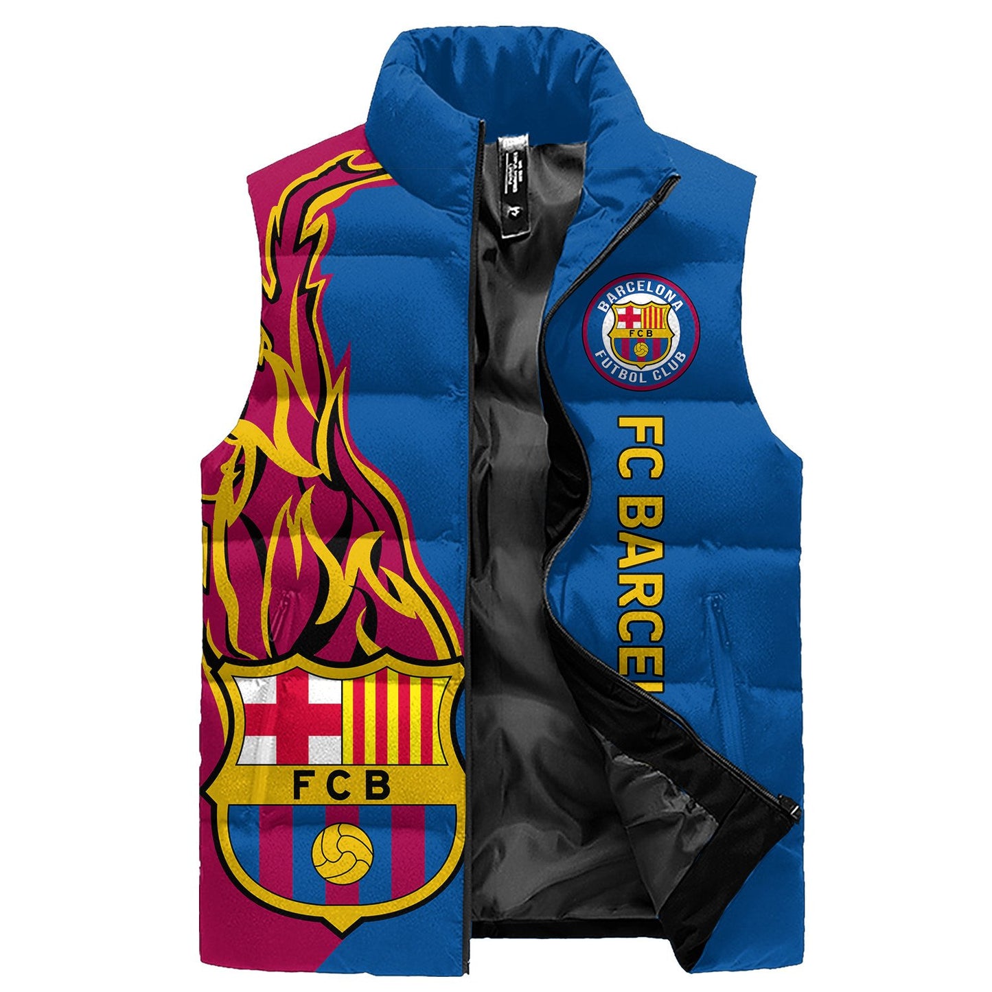 Personalized Barca FC Sport Sleeveless Windproof Puffer Jacket 3D V2