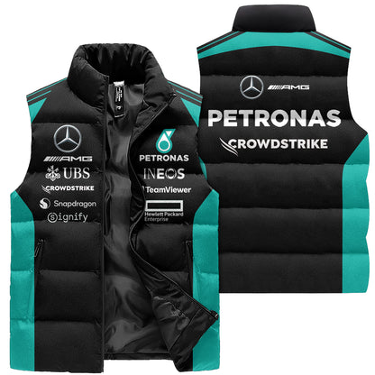 Personalized Merc AMG Petronas Sleeveless Puffer Jacket 3D