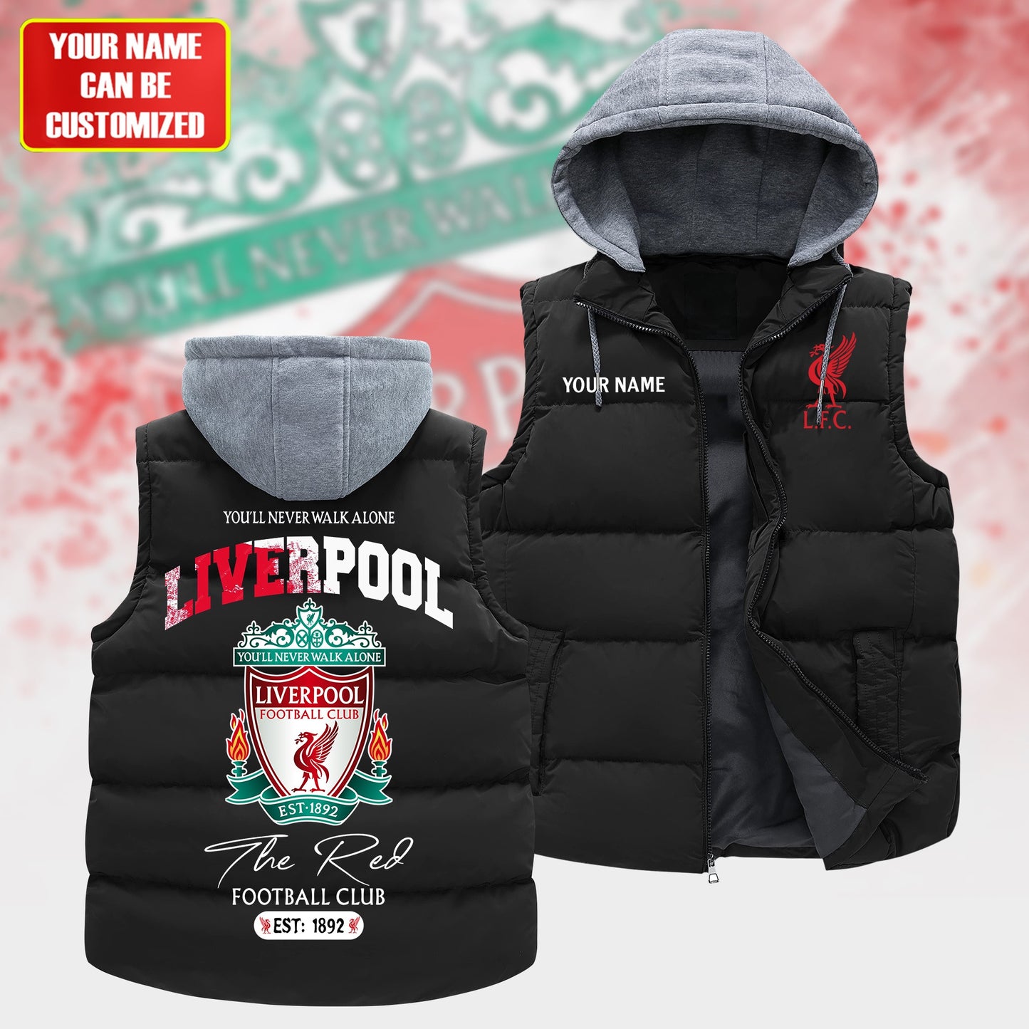 Personalized LVP Sleeveless Windproof Puffer Jacket With Hood