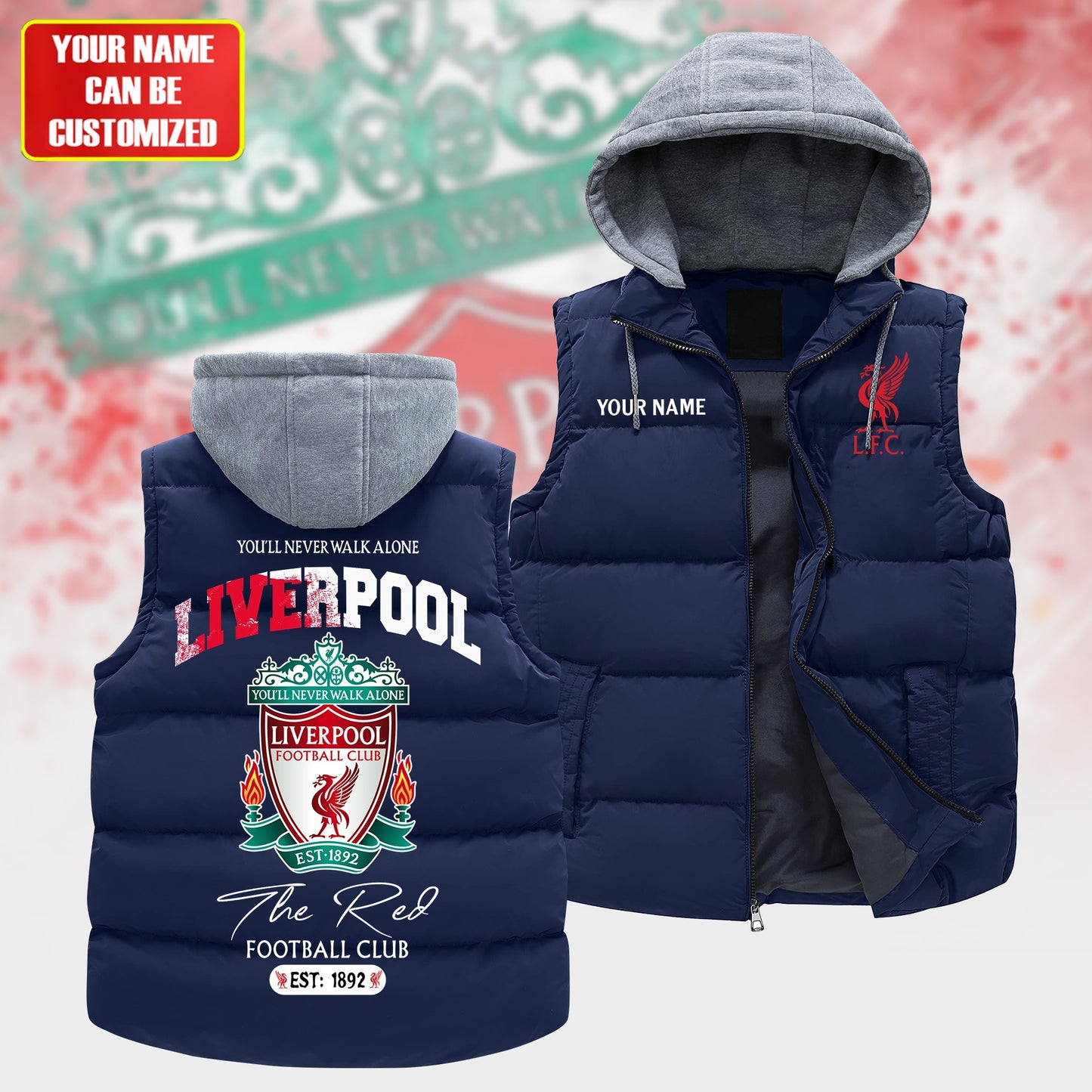 Personalized LVP Sleeveless Windproof Puffer Jacket With Hood