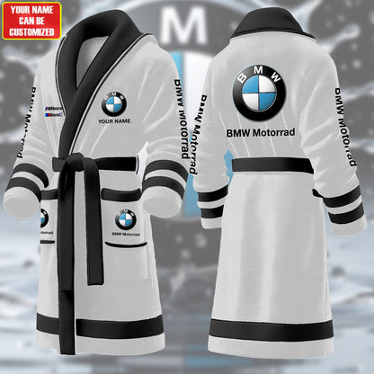 Personalized BW Motorrard Fleece Bathrobe P221003