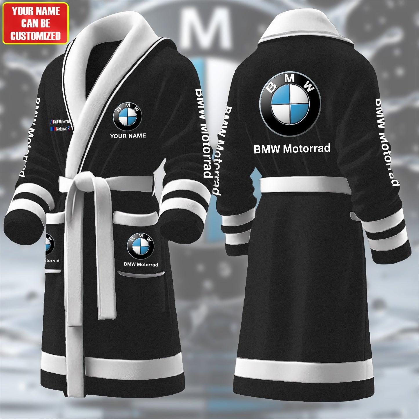 Personalized BW Motorrard Fleece Bathrobe P221003