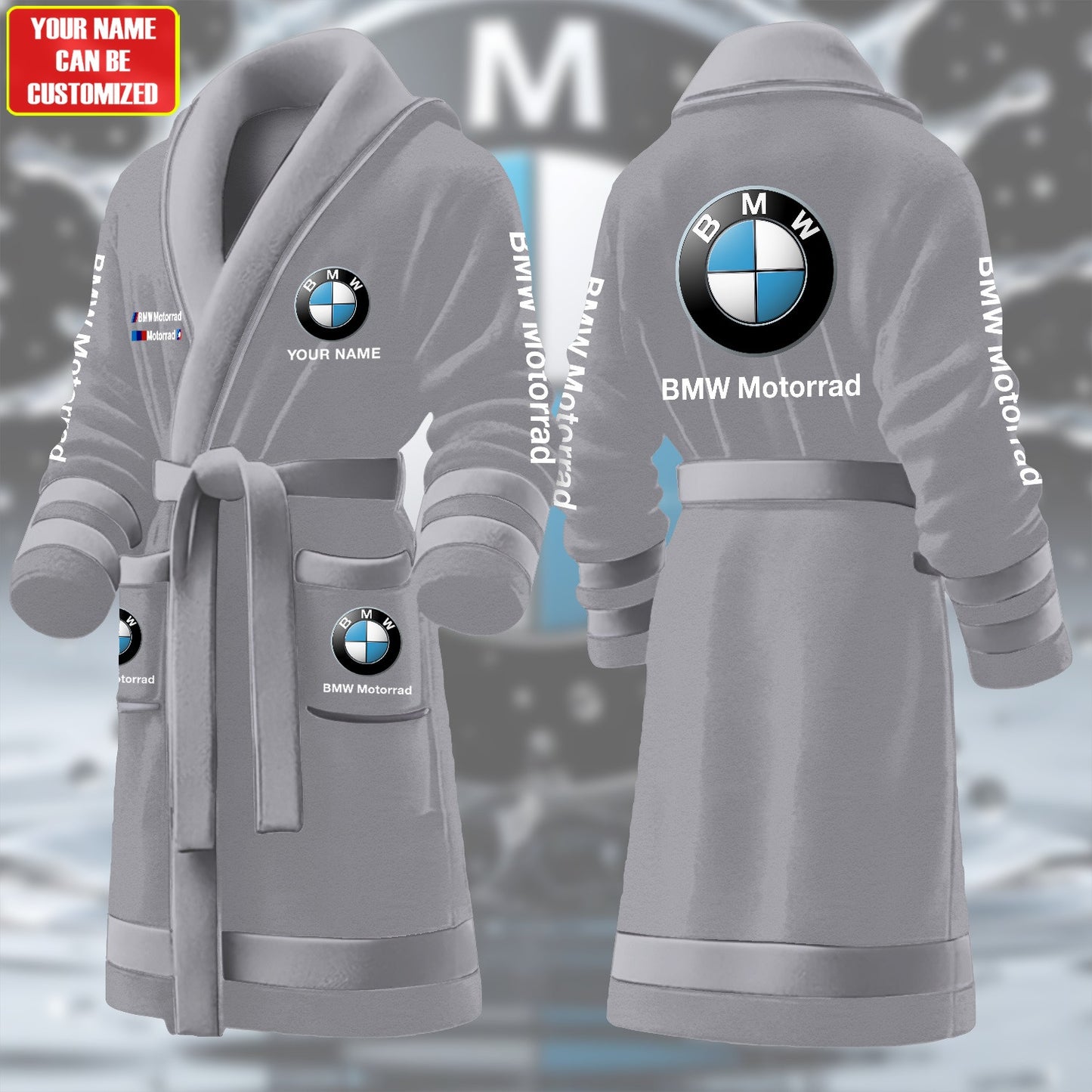 Personalized BW Motorrard Fleece Bathrobe P221003