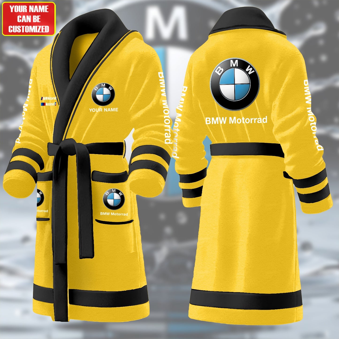 Personalized BW Motorrard Fleece Bathrobe P221003