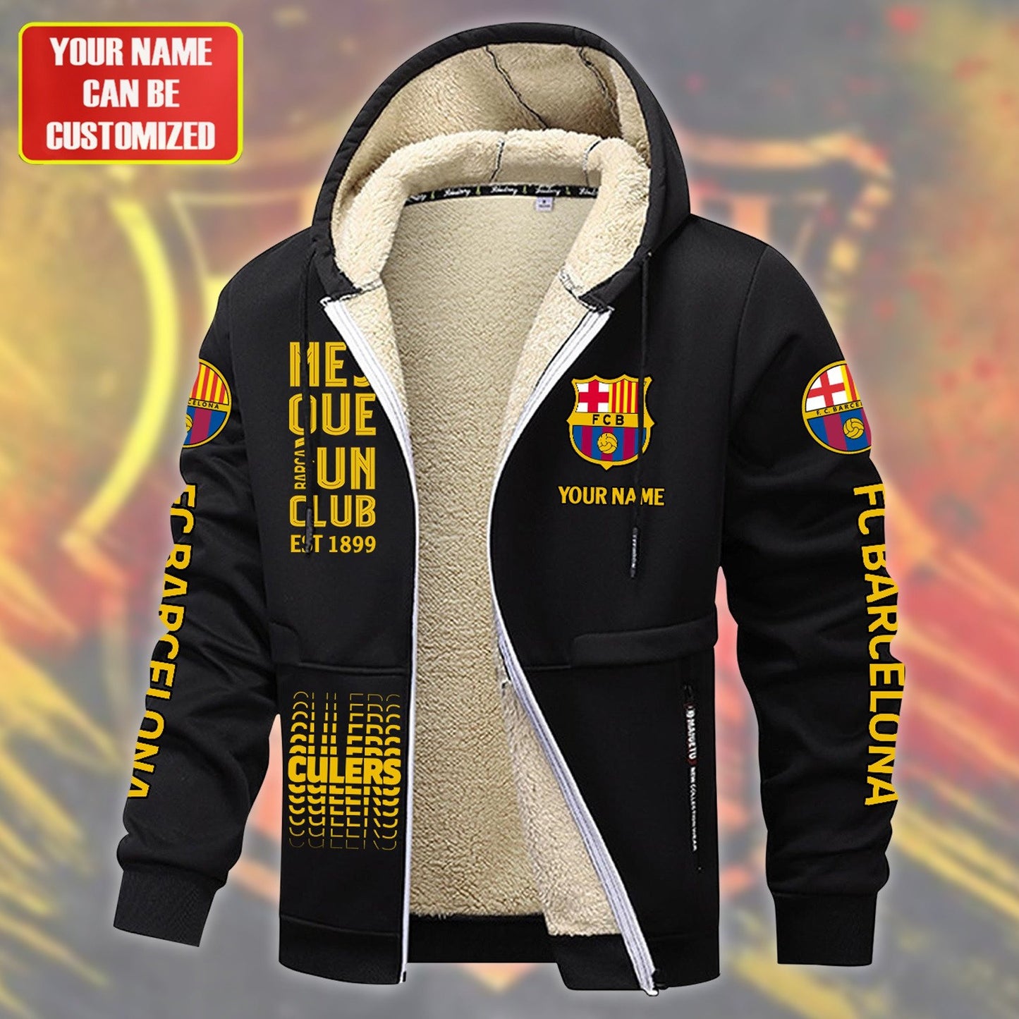 Personalized Barca FC Fleece 3D Unisex Hooded Jacket