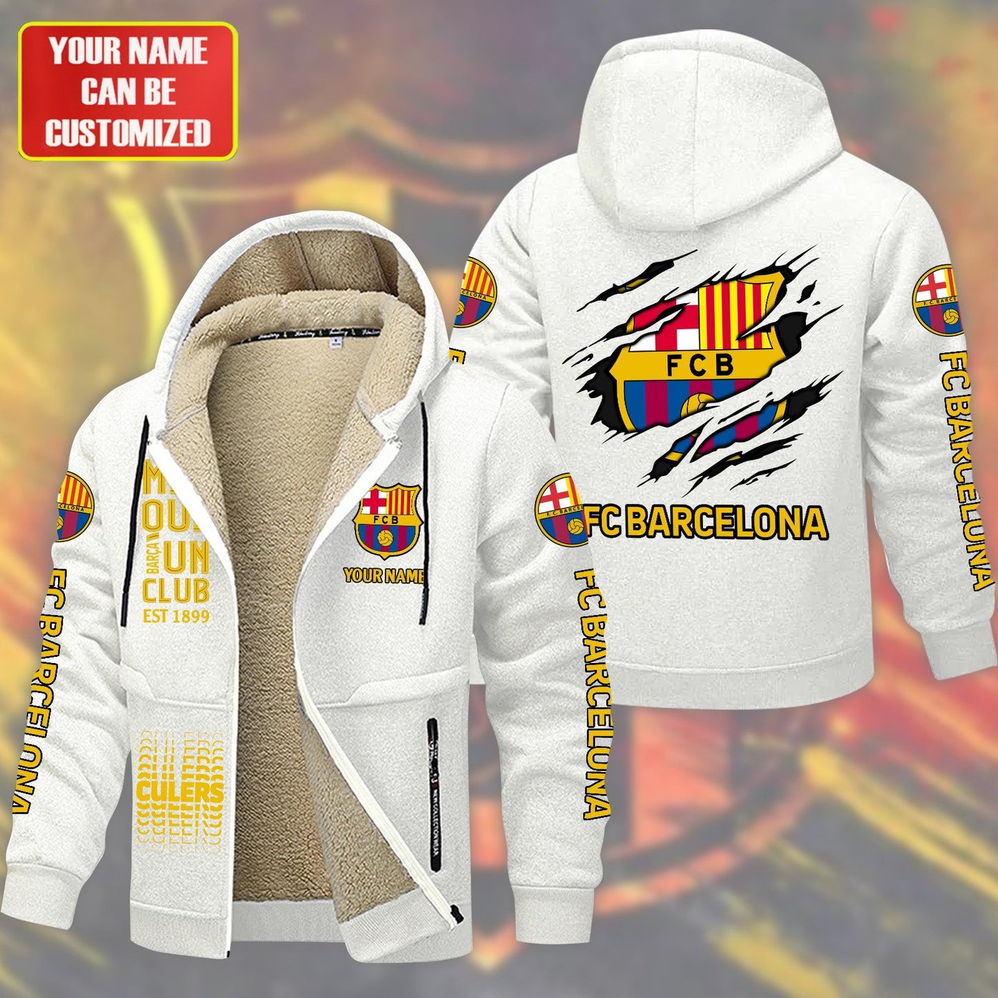Personalized Barca FC Fleece 3D Unisex Hooded Jacket