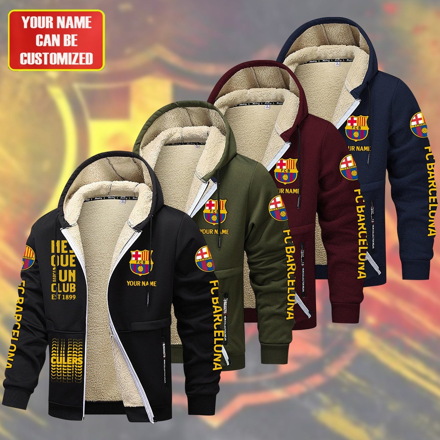 Personalized Barca FC Fleece 3D Unisex Hooded Jacket