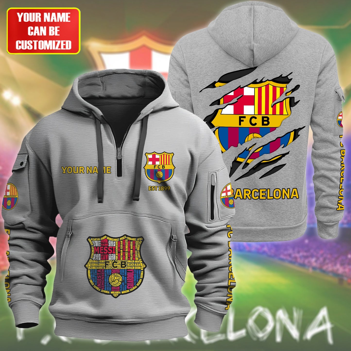 Personalized Barca FC Zip-Hoodie Cotton Jacket