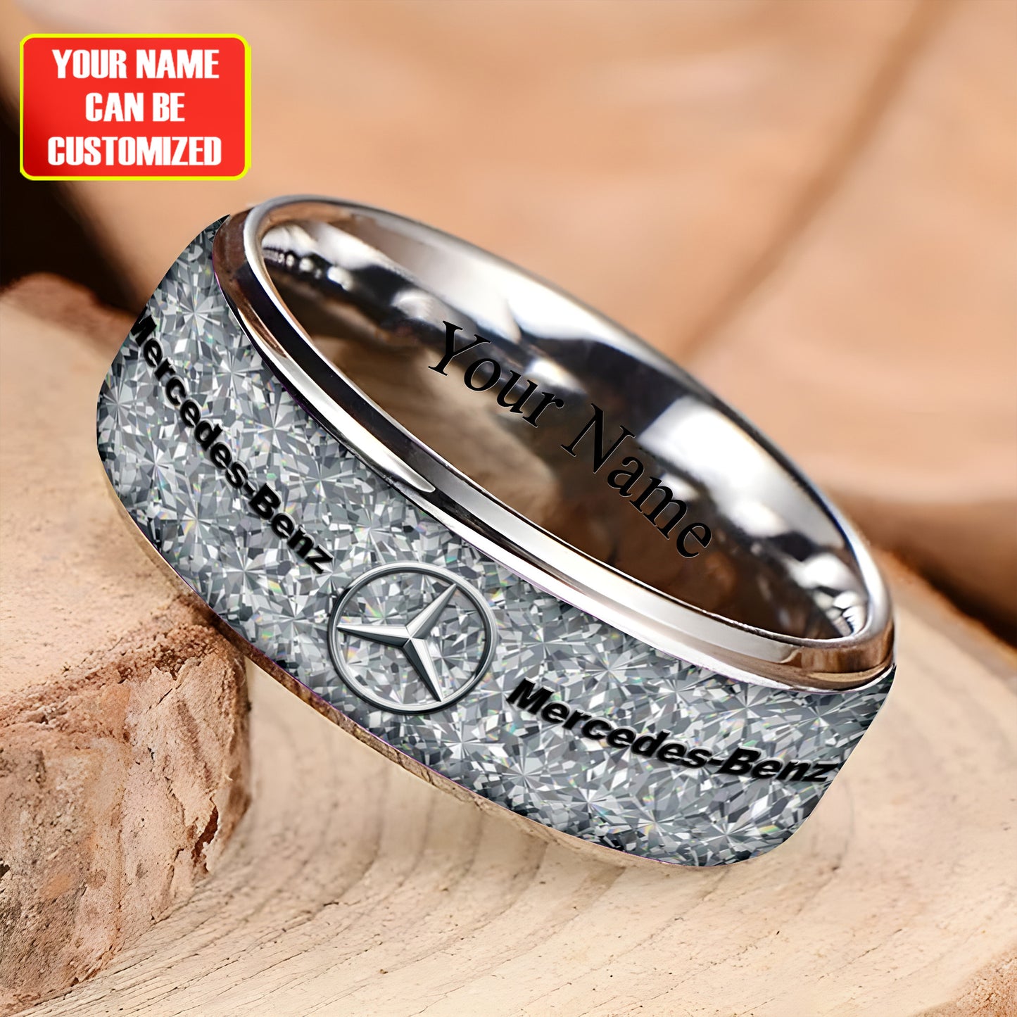 Personalized Merc Gem Luxury Alloy Ring