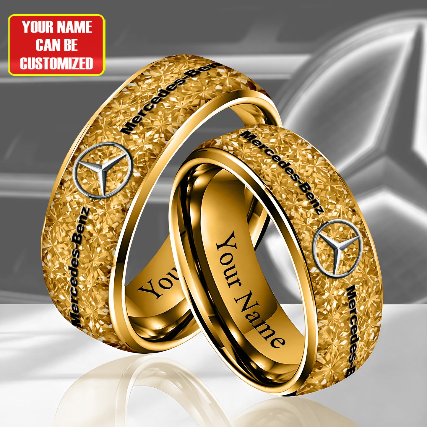 Personalized Merc Gem Luxury Alloy Ring