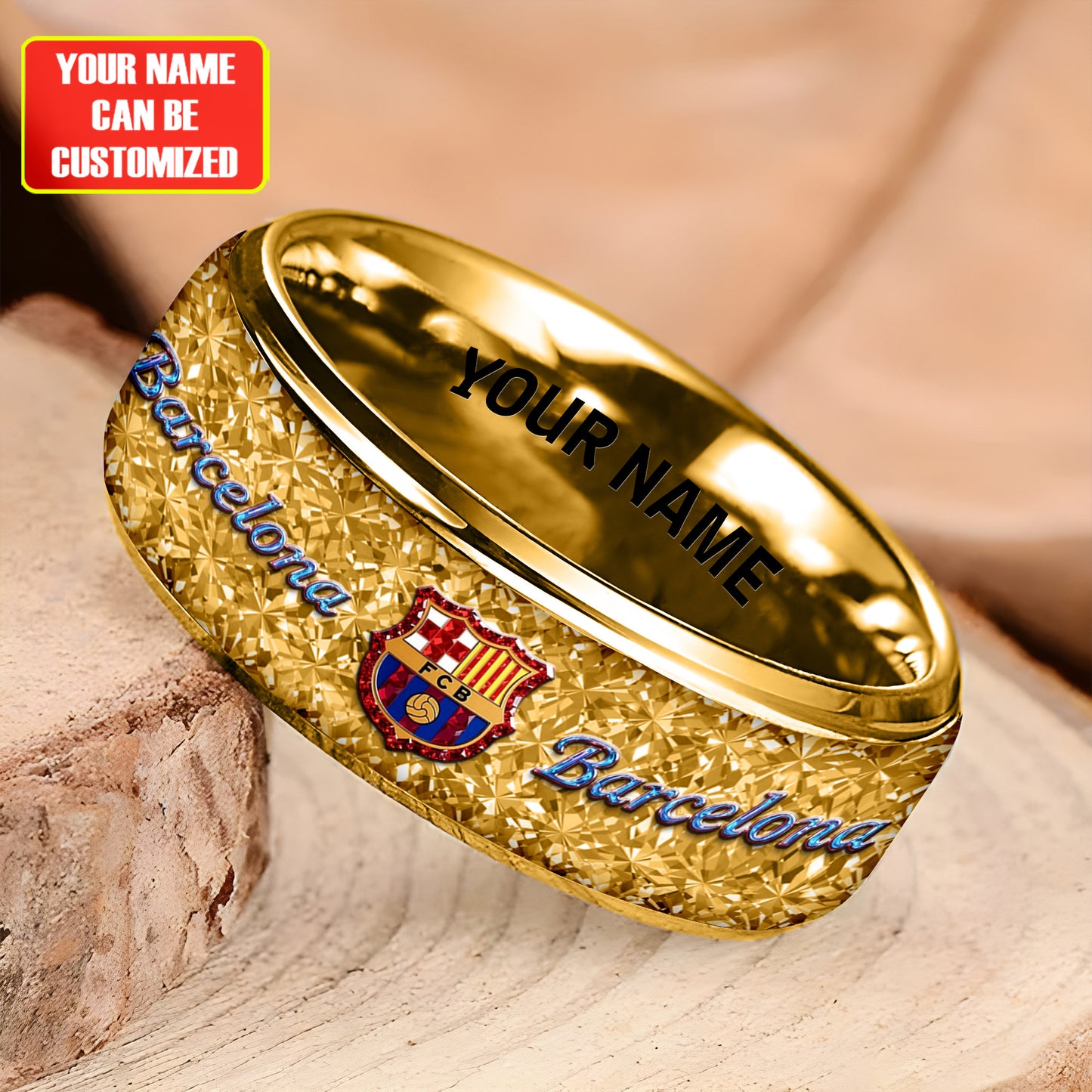 Personalized Barca FC Gem Luxury Alloy Ring