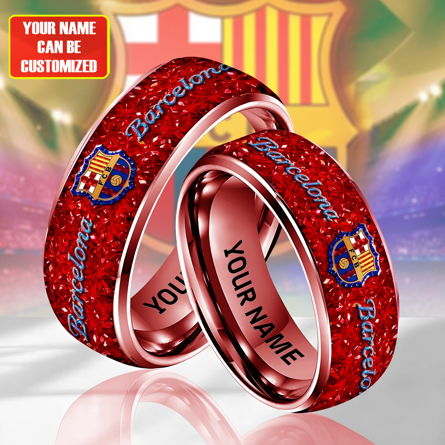 Personalized Barca FC Gem Luxury Alloy Ring