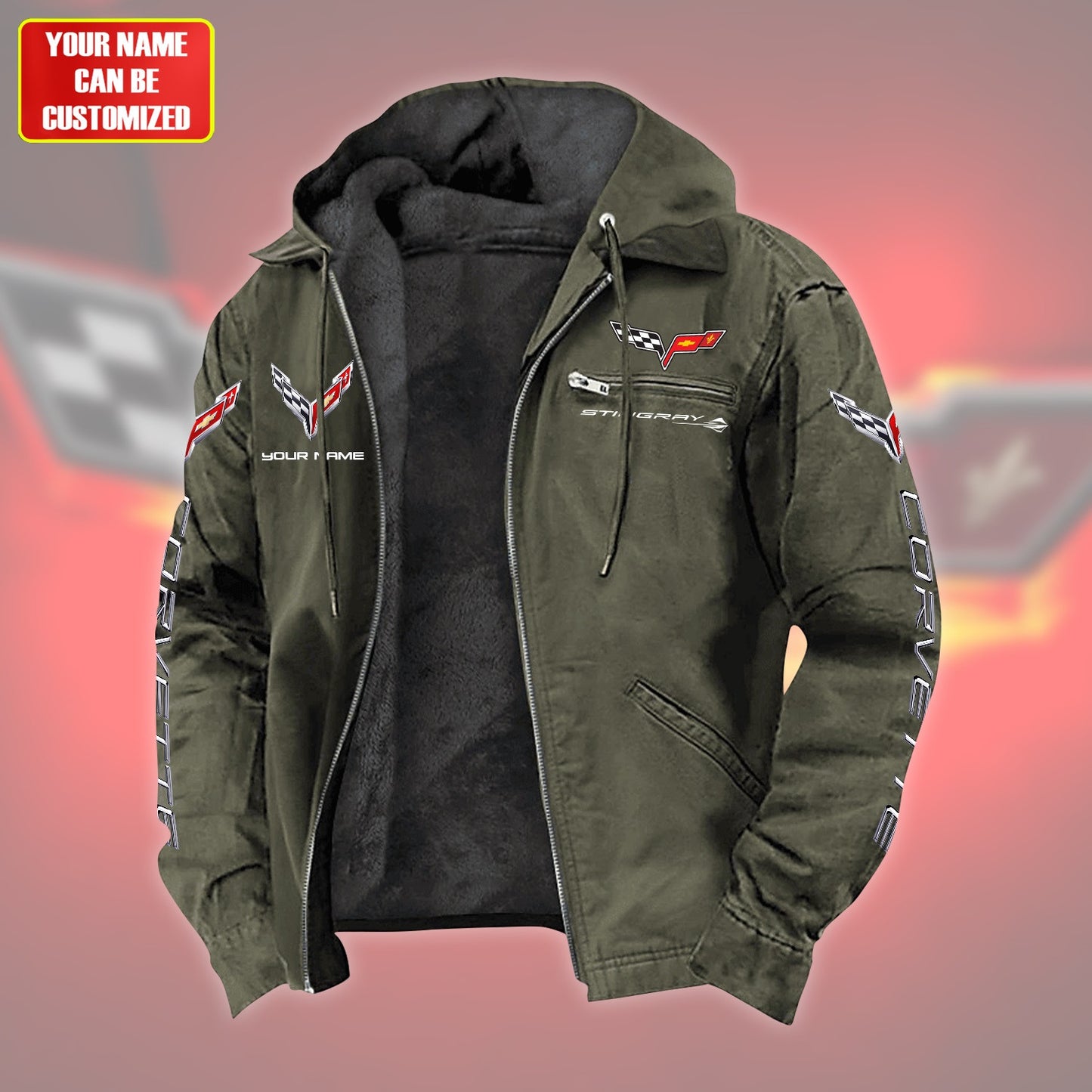 Personalized Corvette Fur lining Paddle Jacket