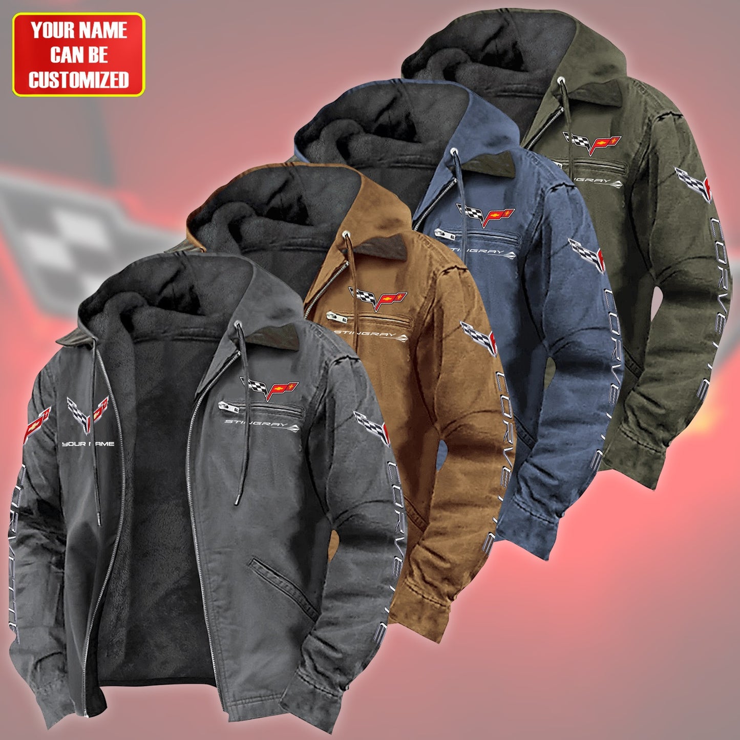 Personalized Corvette Fur lining Paddle Jacket